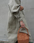 Linen Tuck Shirt Dress / Khakibeige・Frenchblue